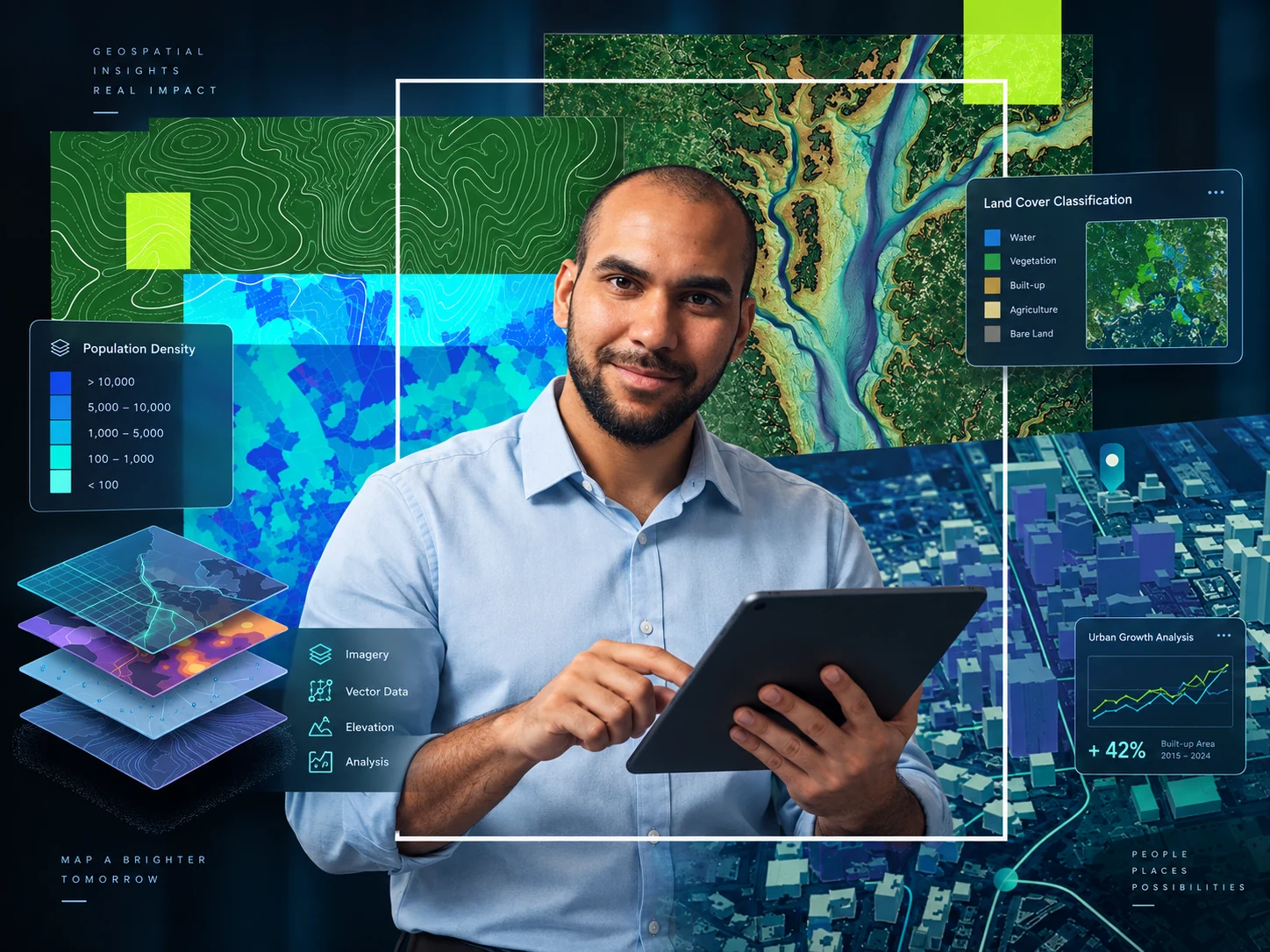 Alysson em composição com mapas e visualizações de dados