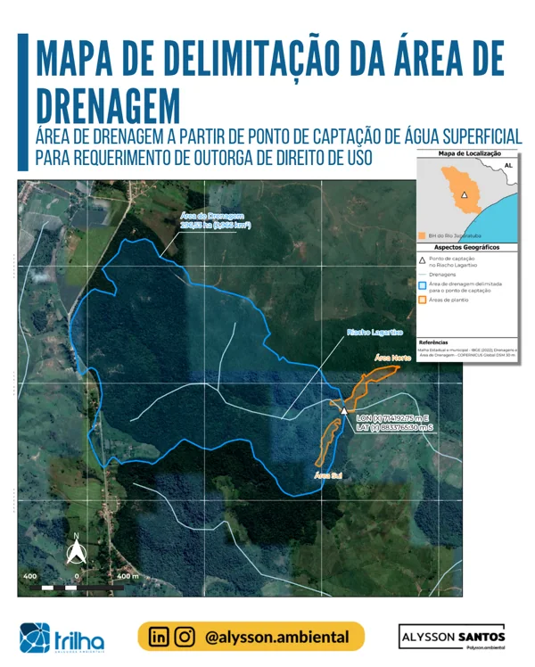 Delimitação da área de drenagem