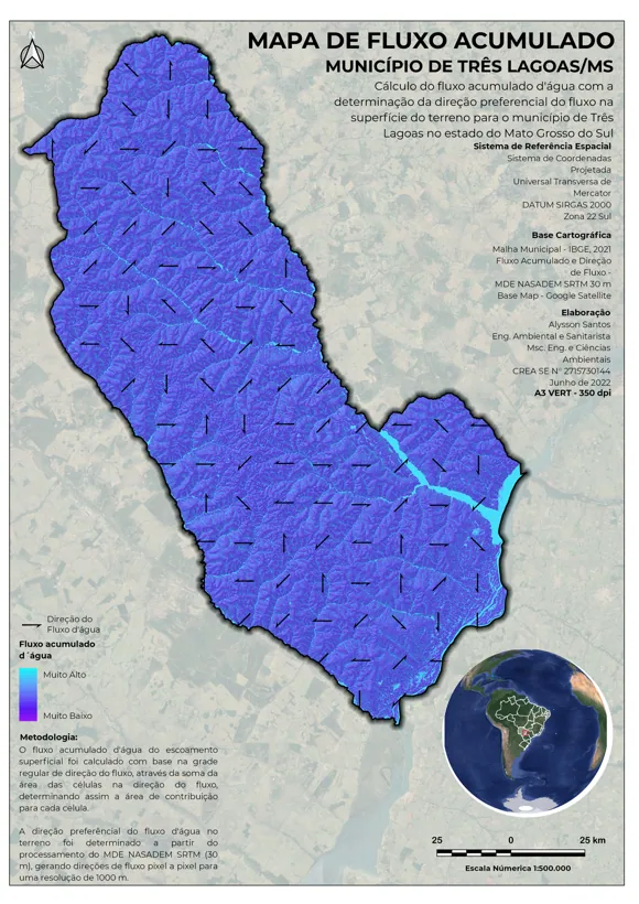 Mapa de fluxo acumulado